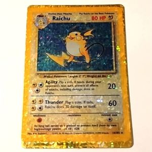 GEM Raichu Shadowless Holo Pokemon Card 12/102 Super Rare Sticker #eshopchicago